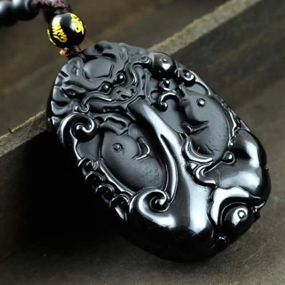 Natural Obsidian Carved Pisces Amulet Pendant Reiki Quartz Beads Necklace New Wedding Keychain Jewelry Dragon Fashion Steel
Natural Obsidian Carved Pisces Amulet Pendant Reiki Quartz Beads Necklace New Wedding Keychain Jewelry Dragon Fashion Steel
