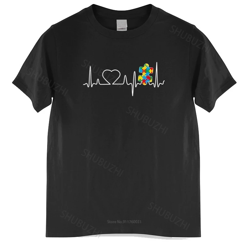 Cotton Tshirt Men Crew Neck Tops Autism Puzzle Heartbeat T-Shirt Autism Teacher Shirt Autism Awareness Autism Homme T-shirt 
Cotton Tshirt Men Crew Neck Tops Autism Puzzle Heartbeat T-Shirt Autism Teacher Shirt Autism Awareness Autism Homme T-shirt