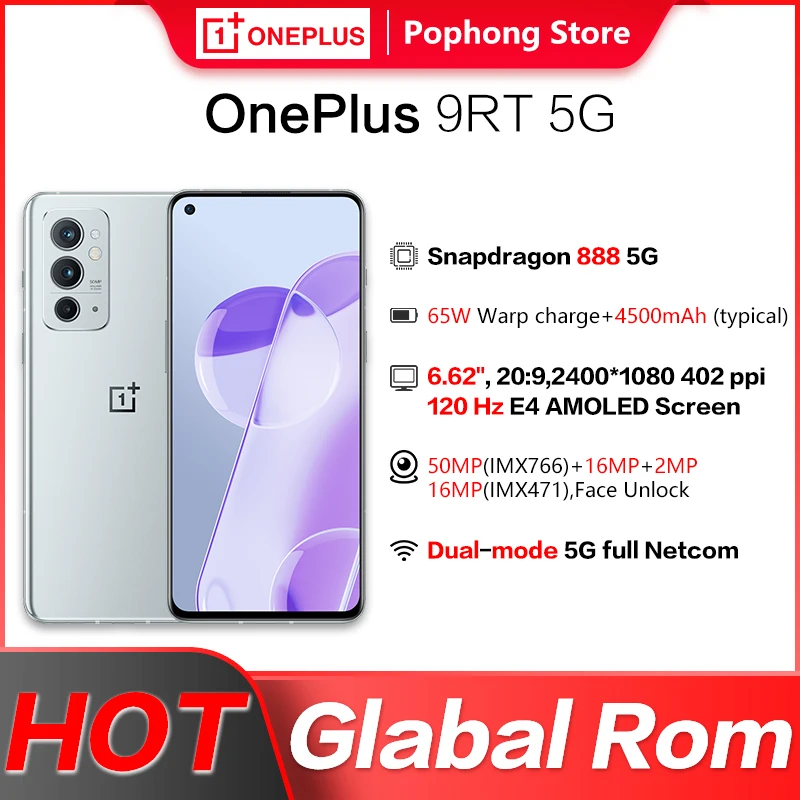 Смартфон OnePlus 9RT телефон с глобальной прошивкой Snapdagon 888 6 62 дюйма AMOLED 120 Гц 4500 Amh 65