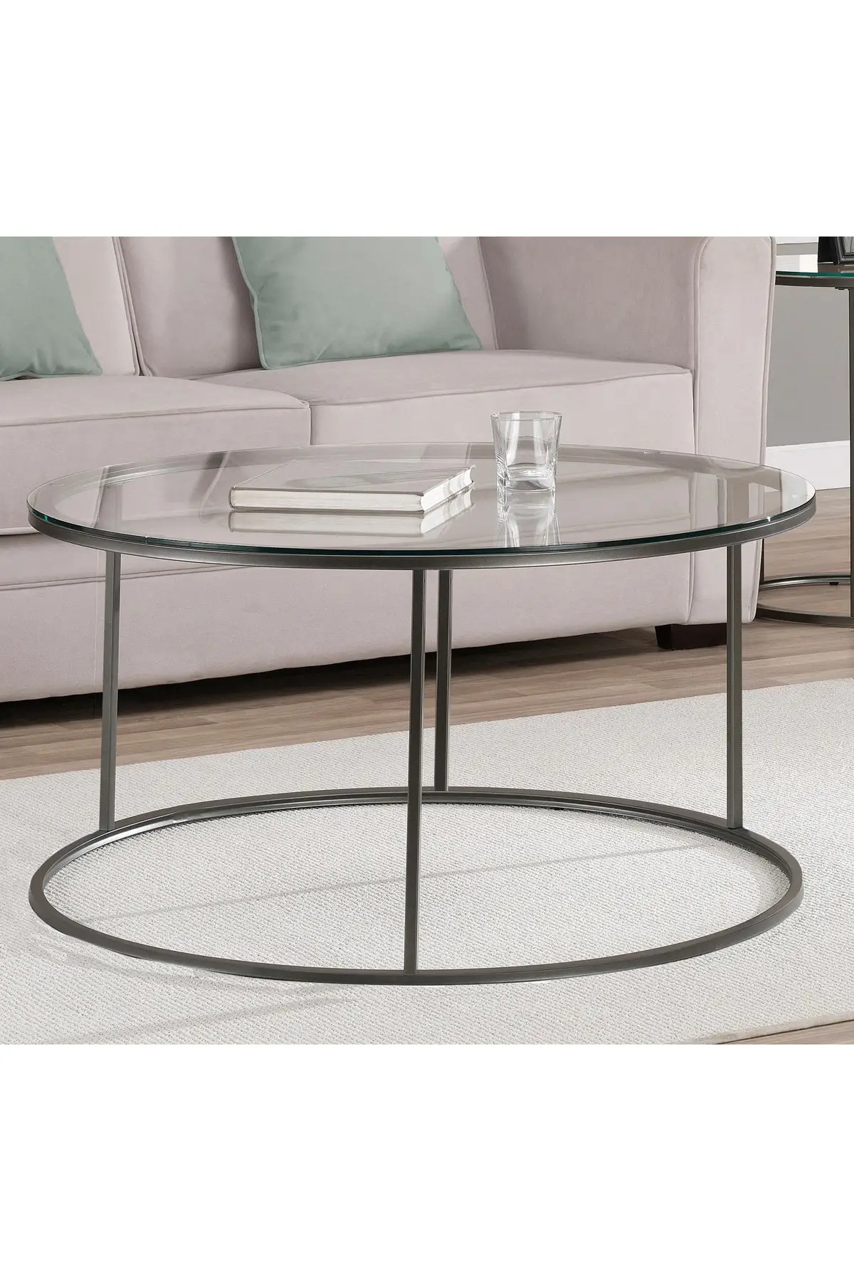 

Silver Metal Center Coffee Table Unbreakable Mirrored Glass Single Scandinavian Side Table Tea Coffee Serving Table Round Living Room Bedside Table