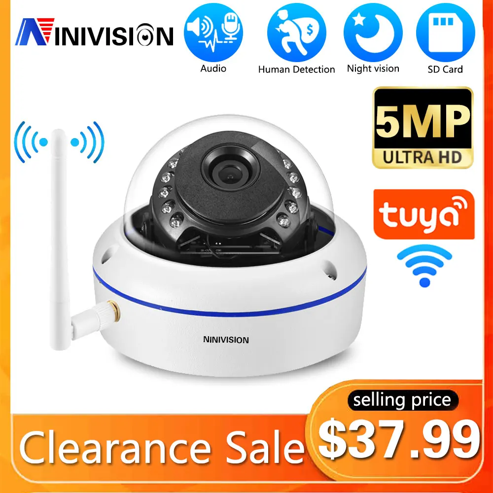 Tuya APP Smart Life IP Camera WIFI Support 128G Memory Card Audio Record IP67 Waterproof 5MP Wireless CCTV Metal Dome Camera P2P
Tuya APP Smart Life IP Camera WIFI Support 128G Memory Card Audio Record IP67 Waterproof 5MP Wireless CCTV Metal Dome Camera P2P