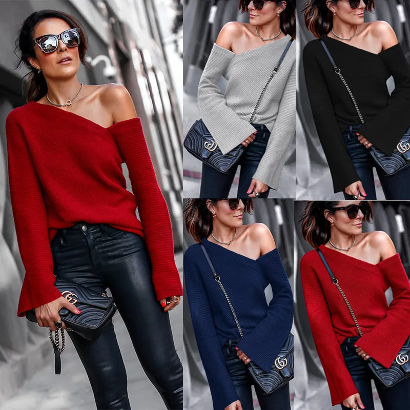 Autumn/winter 2021 Fashion round neck, long sleeve, off-the-shoulder top knit for women
Autumn/winter 2021 Fashion round neck, long sleeve, off-the-shoulder top knit for women