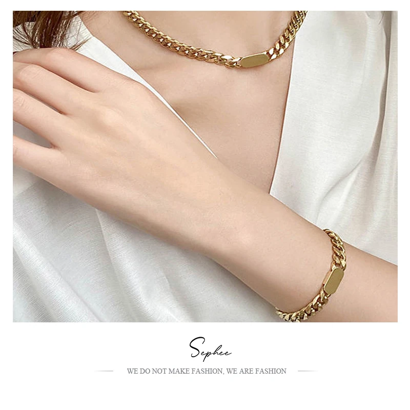 Sephee Cuba Chain for Women 14K Gold Ins Bracelet Titanium Steel Thick Chain Bracelets for Men Fashion Simple Square Jewelry
Sephee Cuba Chain for Women 14K Gold Ins Bracelet Titanium Steel Thick Chain Bracelets for Men Fashion Simple Square Jewelry