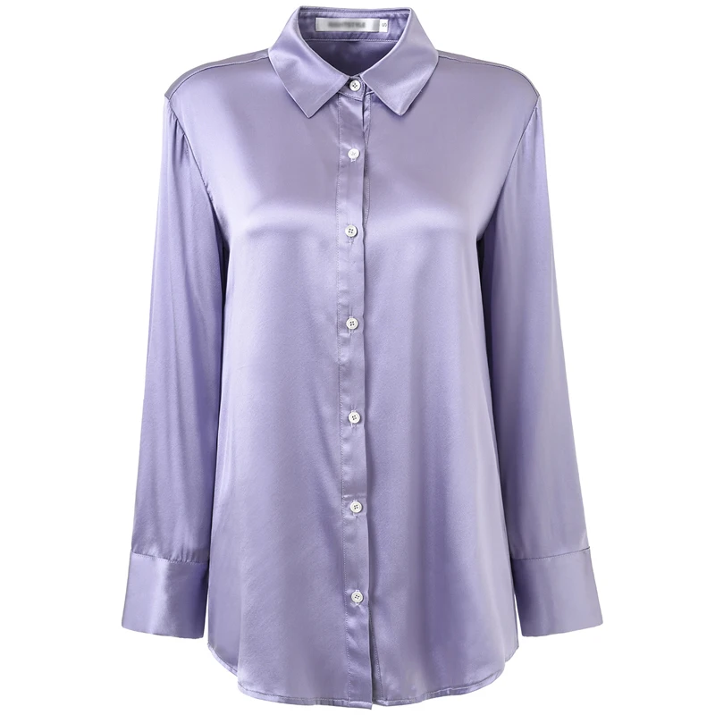 Silk Woman Satin French Fine Silk Long Sleeved Shirt is Gorgeous Versatile Purple The New 2022 
Silk Woman Satin French Fine Silk Long Sleeved Shirt is Gorgeous Versatile Purple The New 2022