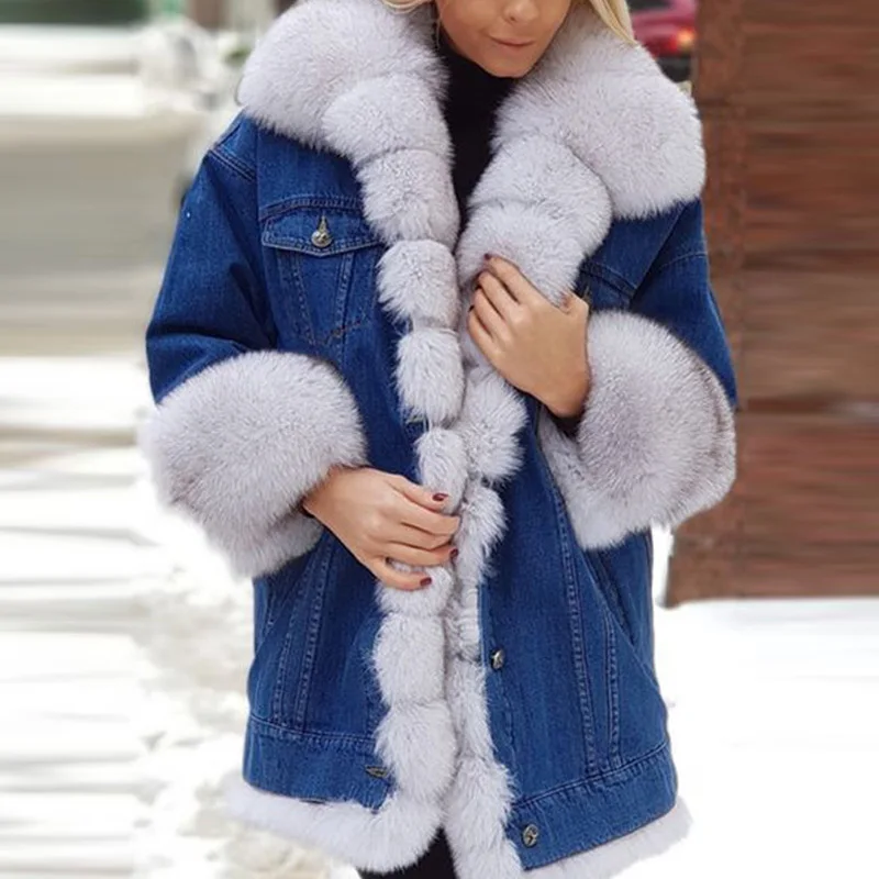 Elegant White Fur Collar Soft Warm Winter Jackets Fashion Button Commuter Denim Coat Women Chic 2022 Long Sleeve Slim Outwear
Elegant White Fur Collar Soft Warm Winter Jackets Fashion Button Commuter Denim Coat Women Chic 2022 Long Sleeve Slim Outwear
