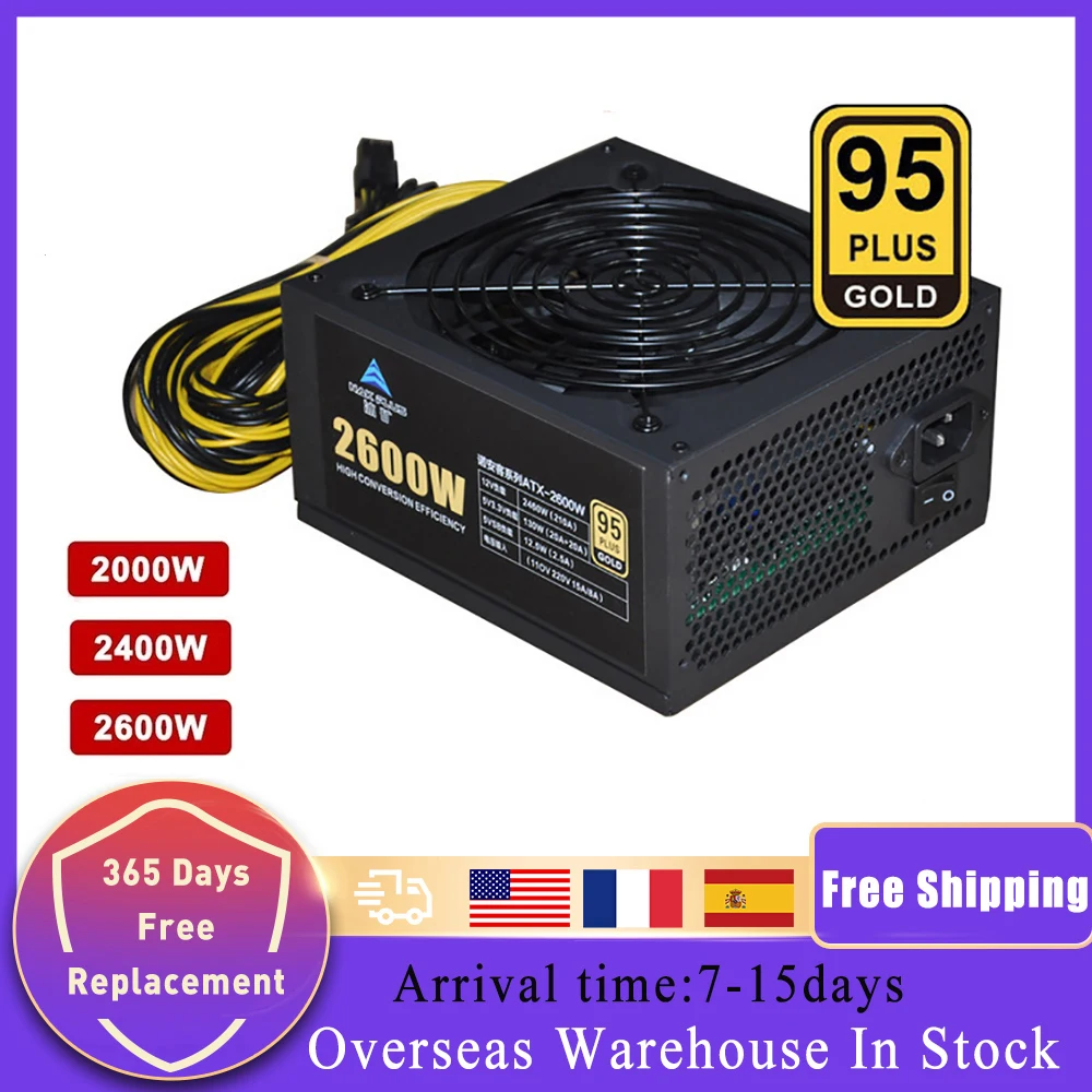 110V 220V 2000W 2400W 2600W Mining Power Supply PSU 95% Efficiency Support 8 Graphics Cards for BTC Bitcoin ETH Ethereum
110V 220V 2000W 2400W 2600W Mining Power Supply PSU 95% Efficiency Support 8 Graphics Cards for BTC Bitcoin ETH Ethereum