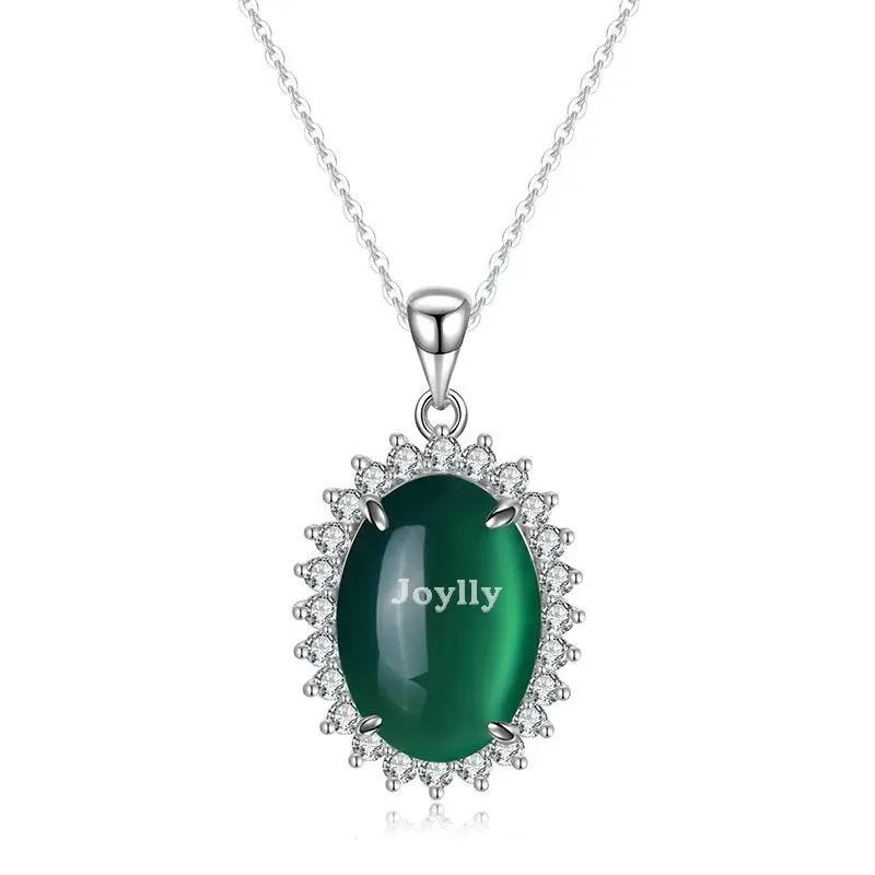 

Nephrite Jade Pendant Natural Green Chalcedony Necklace 925 Silver Carved Collarbone Chain Girls Favor Amulet Fine Jewelry Gift