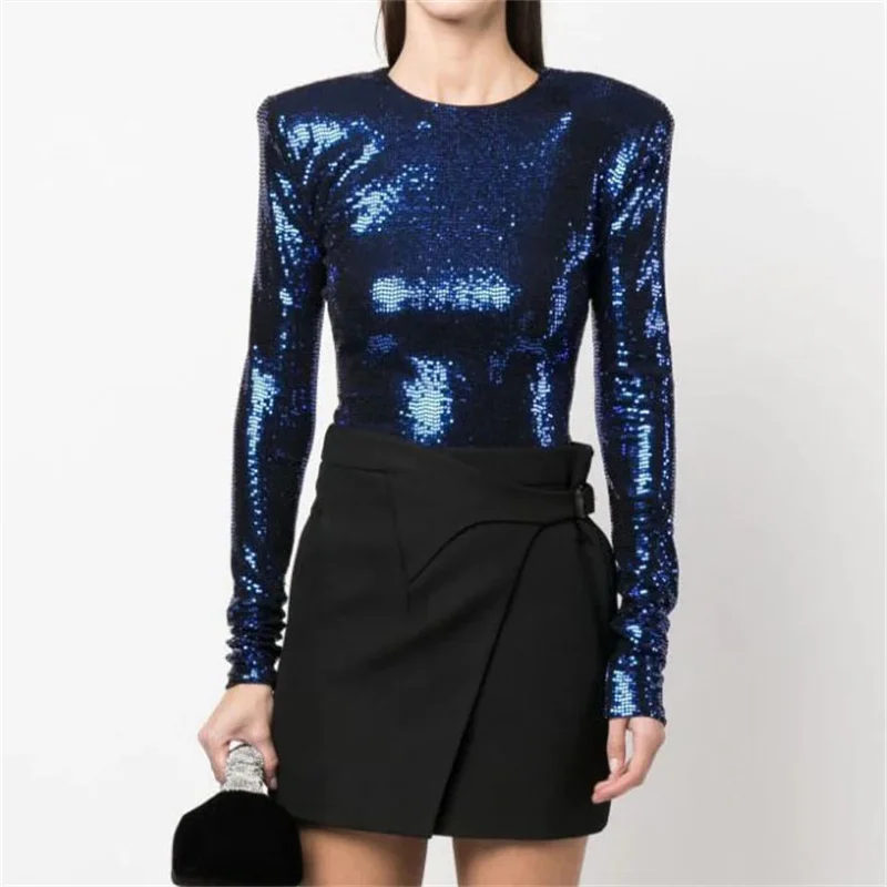 Fantasy Bodysuit 2023 Summer New Korean Fashion Sequin Design Shoulder Pad Tight Fitting Clothing Round Neck Long Sleeve Top y2k
Fantasy Bodysuit 2023 Summer New Korean Fashion Sequin Design Shoulder Pad Tight Fitting Clothing Round Neck Long Sleeve Top y2k