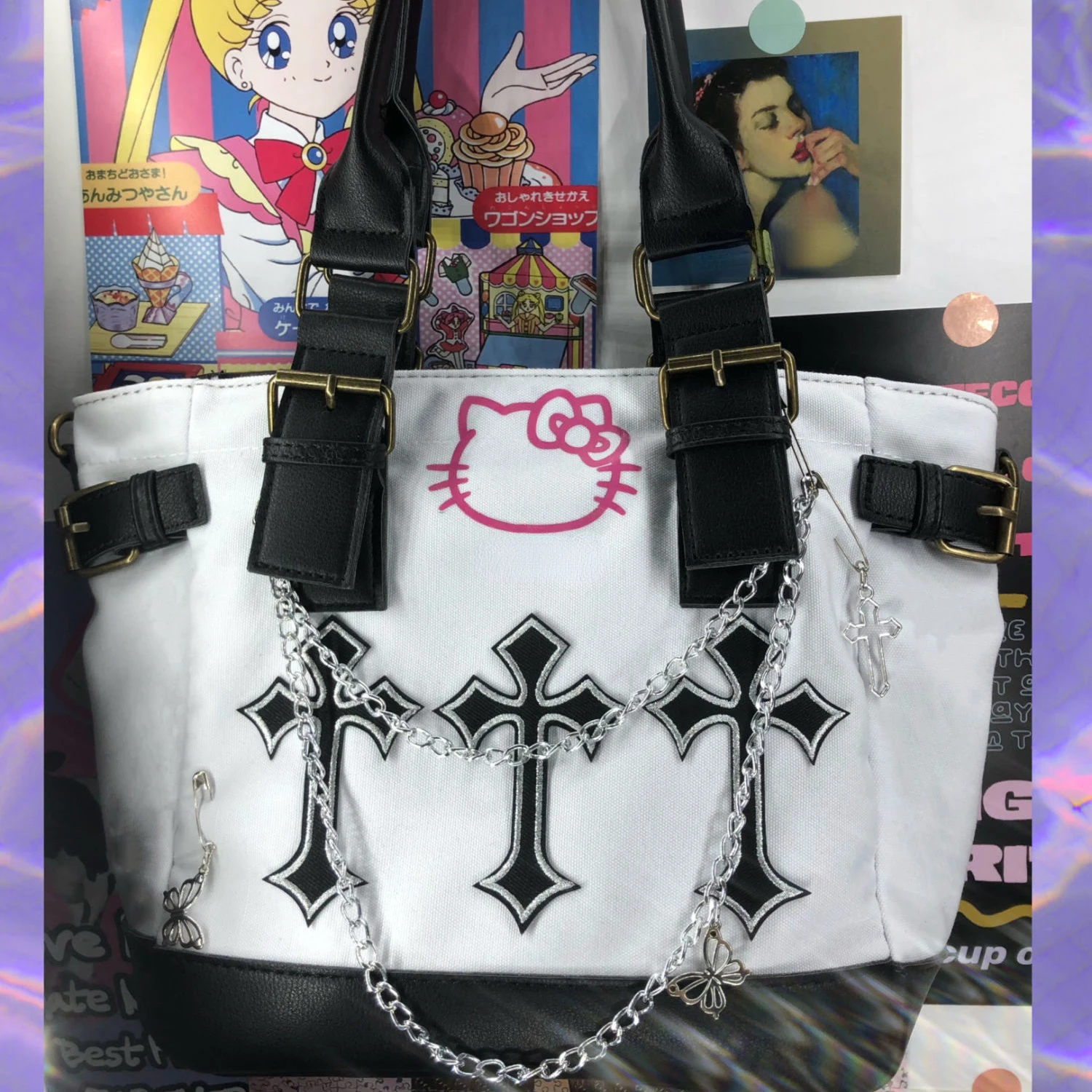 Sanrio Bags for Women Anime Backpack Hello Kity Vintage Harajuku Cross Millennium Portable One-Shoulder Crossbody Canvas Bag
Sanrio Bags for Women Anime Backpack Hello Kity Vintage Harajuku Cross Millennium Portable One-Shoulder Crossbody Canvas Bag