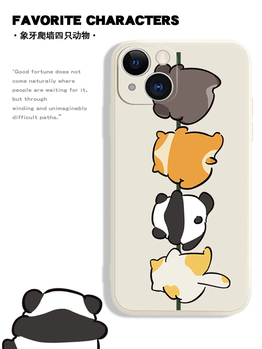 

Plain Funny Animal Creative Cartoon Cute Panda Phone Case For IPhone 14Pro Max 13Plus 12 11 X XR/XS INS Style Silicone Cover