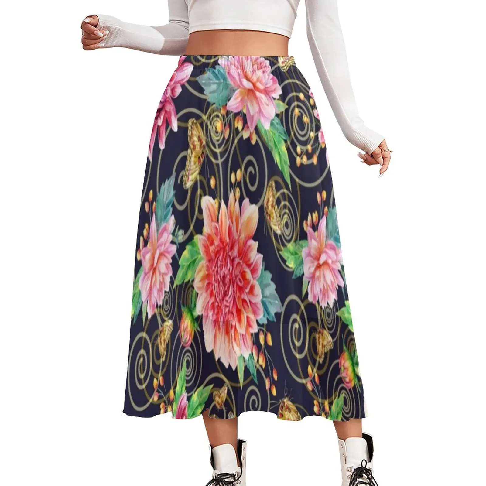 Baroque Style Skirt Dahlia Flowers Print Cute Boho Skirts Elastic Waist Printed Aesthetic Casual Skirt Big Size 2XL 3XL
Baroque Style Skirt Dahlia Flowers Print Cute Boho Skirts Elastic Waist Printed Aesthetic Casual Skirt Big Size 2XL 3XL