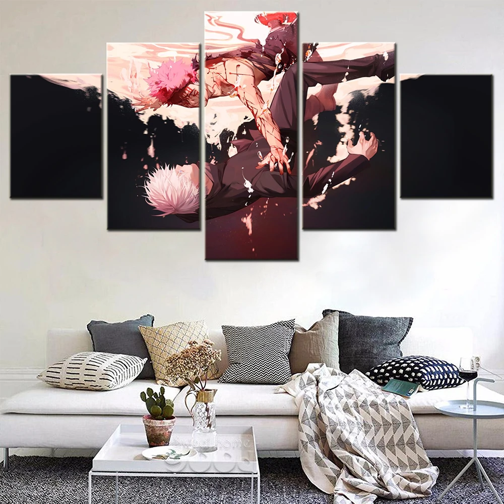 

Modular Pictures 5 Pieces HD Painting Japan Anime Jujutsu Kaisen Poster And Printings Canvas Art For Interior Home Decoration