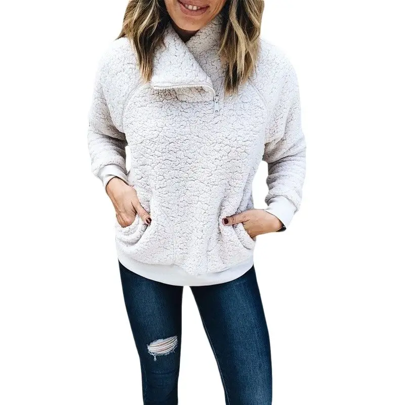 Women's Sweatshirt Ladies Tops Plus Velvet Crew Neck Pullover Clothes Fashion Zipper Solid Color Long Sleeves Pocket Tenafeicc
Women's Sweatshirt Ladies Tops Plus Velvet Crew Neck Pullover Clothes Fashion Zipper Solid Color Long Sleeves Pocket Tenafeicc