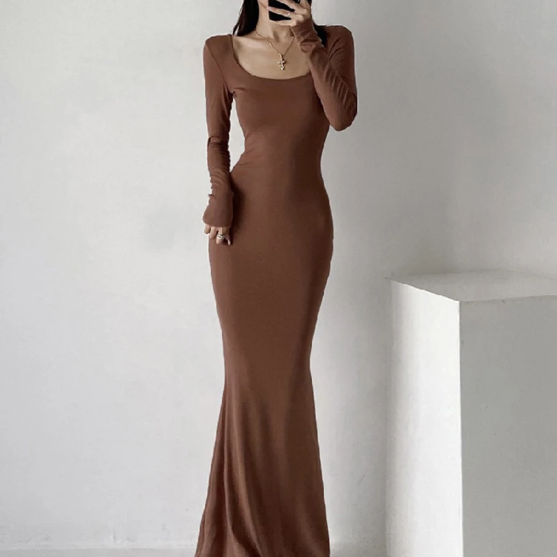 Sexy Solid Fishtail Dress 2023 Women Fashion Slim U-Neck Long Sleeve Thin Vestidos Spring New Elegant Basic Female Dresses
Sexy Solid Fishtail Dress 2023 Women Fashion Slim U-Neck Long Sleeve Thin Vestidos Spring New Elegant Basic Female Dresses