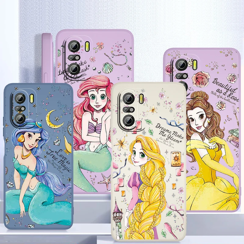 

Disney Pretty Princess Phone Case For Xiaomi Redmi K50 Gaming 10 9 9A 9T 9AT 8 8A 7 6 Pro 4G 5G Liquid Candy Color Shell Fundas
