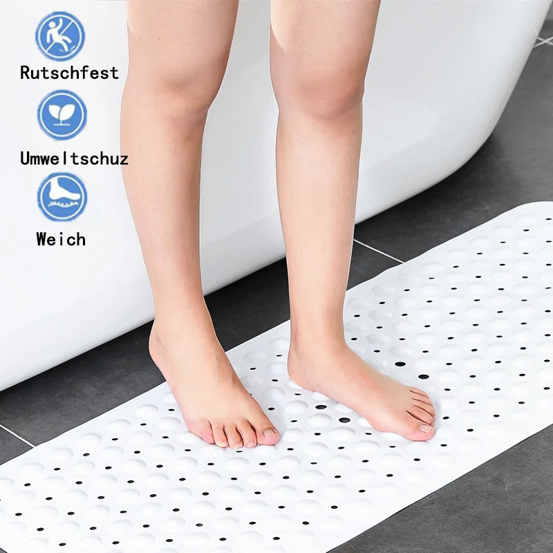 

1PC PVC Anti-skid Bath Mats Rectangle Soft Shower Bathroom Massage Mat Suction Cup Non-slip Bathtub Carpet 100*40cm