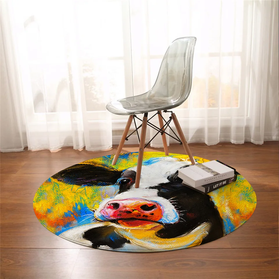 Milk Cow Bedroom Carpet Pastel Painting Round Area Rug for Living Room Farm Animal Portrait Floor Rug Mat
Milk Cow Bedroom Carpet Pastel Painting Round Area Rug for Living Room Farm Animal Portrait Floor Rug Mat