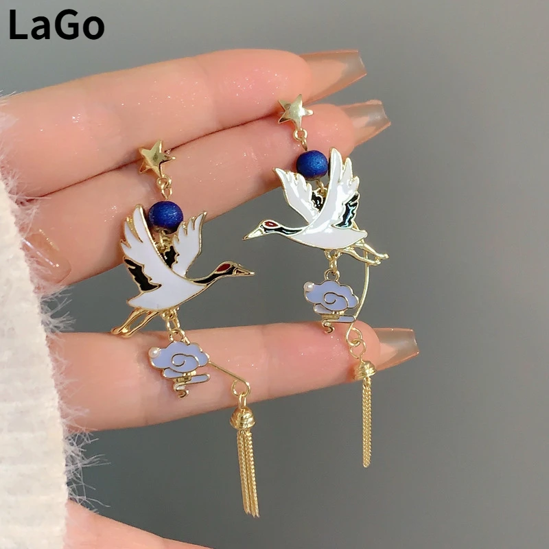 Trendy Jewelry 925 Silver Needle Elegant Temperament Splicing Color Crane Earrings For Women Fashion Accessories Delicate Design
Trendy Jewelry 925 Silver Needle Elegant Temperament Splicing Color Crane Earrings For Women Fashion Accessories Delicate Design
