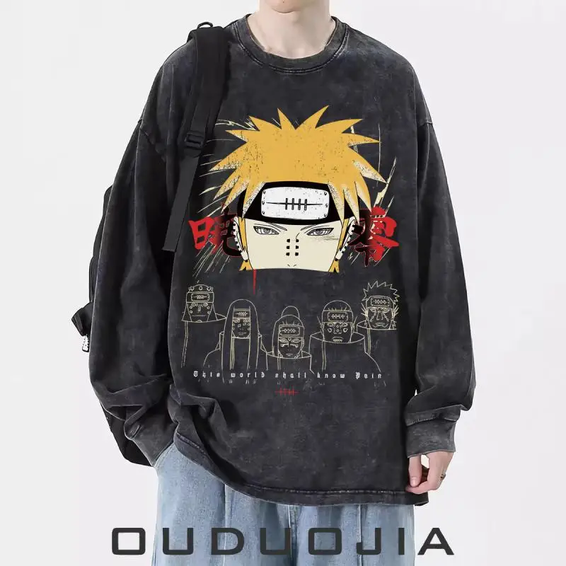 Payne Naruto long-sleeved T-shirt men's washed old loose large size versatile retro cotton thin thickened T
Payne Naruto long-sleeved T-shirt men's washed old loose large size versatile retro cotton thin thickened T