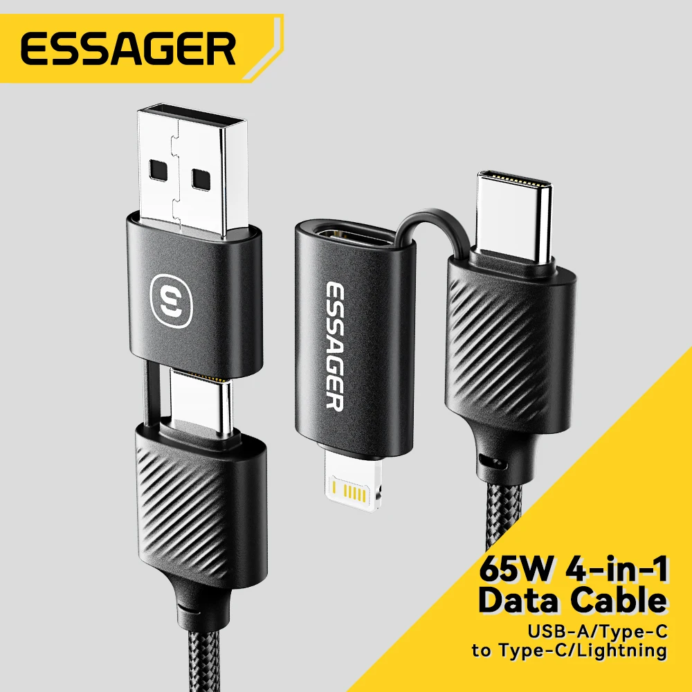 

Essager 4 in 1 65W Type C Cable Fast Charging For iPhone 15 14 Pro Max Xiaomi Huawei Samsung USB C To Lightning Charger Wire