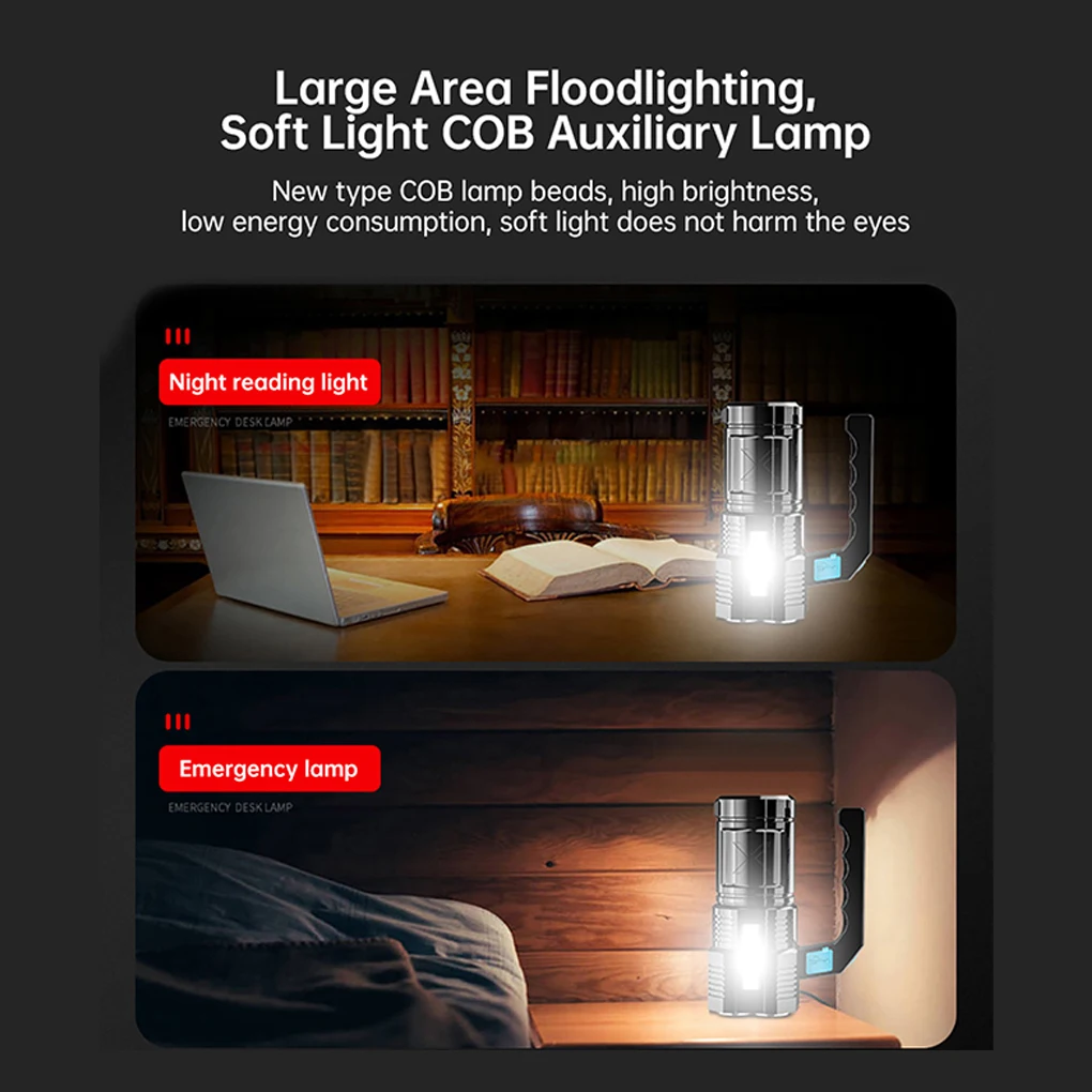 Flashlight P1000 LED COB USB Super Bright 4 Modes Searchlight Spotlight 5000K 800lm Portable Riding Torch Lantern
Flashlight P1000 LED COB USB Super Bright 4 Modes Searchlight Spotlight 5000K 800lm Portable Riding Torch Lantern