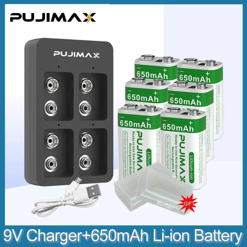 PUJIMAX 9V Rechargeable Lithium Battery 650mAh Capacity+9V Li-ion Battery Categorical Charger Set with USB Cable Battery Box
PUJIMAX 9V Rechargeable Lithium Battery 650mAh Capacity+9V Li-ion Battery Categorical Charger Set with USB Cable Battery Box