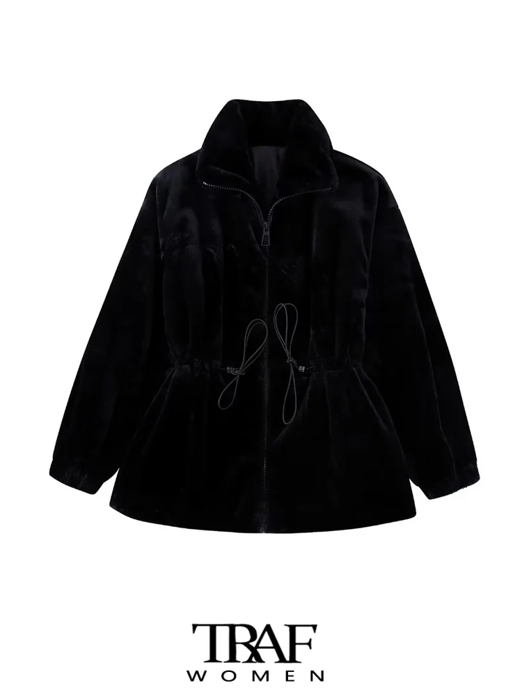 TRAF Women Fashion With Adjustable Thick Warm Faux Fur Jacket Coat Vintage High Neck Long Sleeve Female Outerwear Chic Tops
TRAF Women Fashion With Adjustable Thick Warm Faux Fur Jacket Coat Vintage High Neck Long Sleeve Female Outerwear Chic Tops