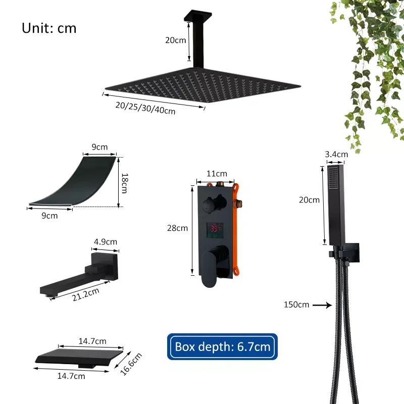 Matte Black Rainfall Waterfall Shower Faucets Kit LCD Digital Display Shower System Set Bathroom 2/3 Way Shower Mixer Taps
Matte Black Rainfall Waterfall Shower Faucets Kit LCD Digital Display Shower System Set Bathroom 2/3 Way Shower Mixer Taps