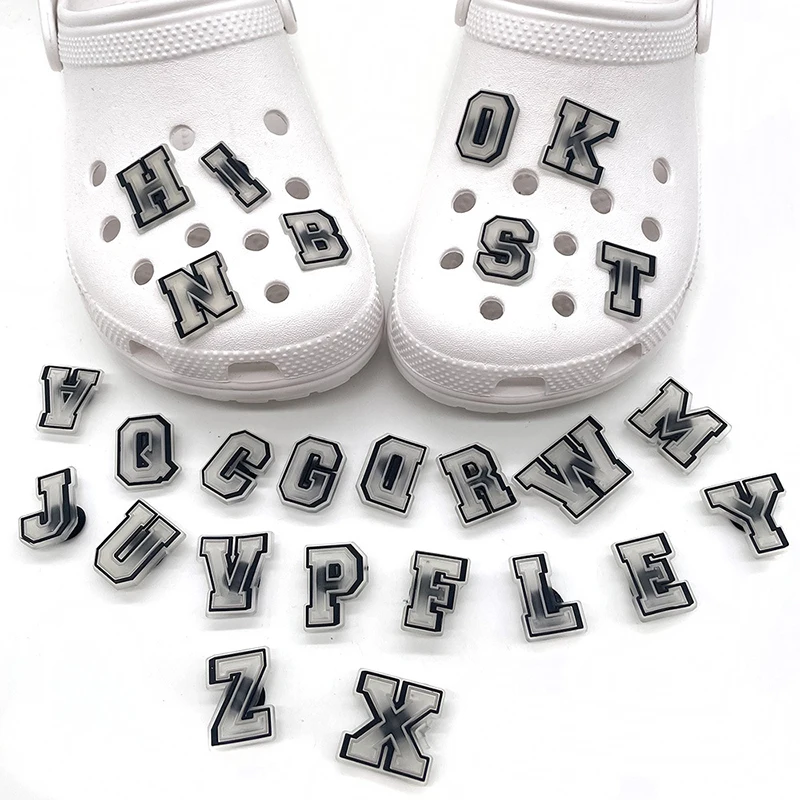 Single Letter 1Pcs Black White Alphabet Shoe Charms Button Accessories Shoe DIY Decoration Kids Gift PVC Shoes Buckle
Single Letter 1Pcs Black White Alphabet Shoe Charms Button Accessories Shoe DIY Decoration Kids Gift PVC Shoes Buckle