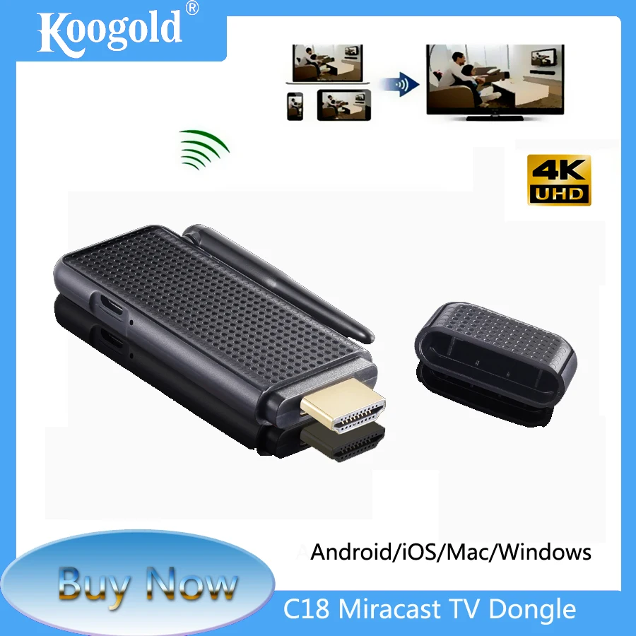 KOOGOLD C18 Wireless Display Dongle TV Stick For Android iPhone Samsung 4K Mobile Phone Video Sharing Wifi Anycast Adapter
KOOGOLD C18 Wireless Display Dongle TV Stick For Android iPhone Samsung 4K Mobile Phone Video Sharing Wifi Anycast Adapter