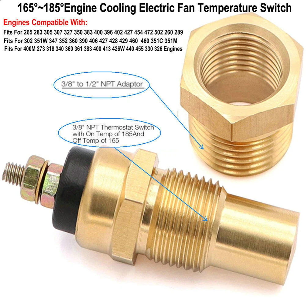 1X Fan NPT 3/8 Thermostat Temperature Switch 185°-165° Auto Engine Cooling Electric Brass Fan Interior Car Truck Accessories
1X Fan NPT 3/8 Thermostat Temperature Switch 185°-165° Auto Engine Cooling Electric Brass Fan Interior Car Truck Accessories