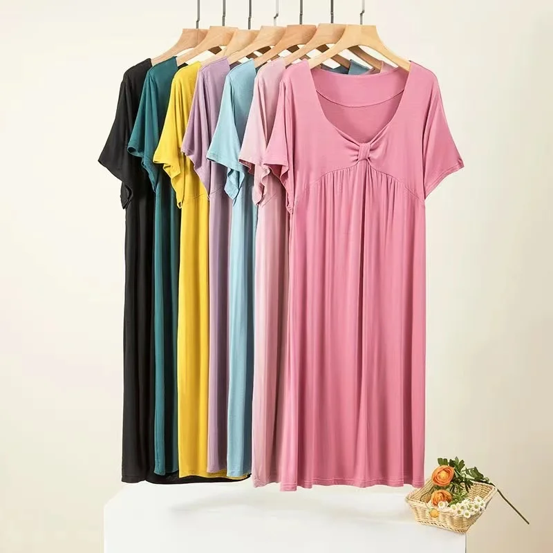 Fdfklak Bow Nightwear V-neck Short-sleeved Nightgown Women Night Peignoir Summer Modal Loose Pajamas Fashion Sweet Nightdress XL
Fdfklak Bow Nightwear V-neck Short-sleeved Nightgown Women Night Peignoir Summer Modal Loose Pajamas Fashion Sweet Nightdress XL