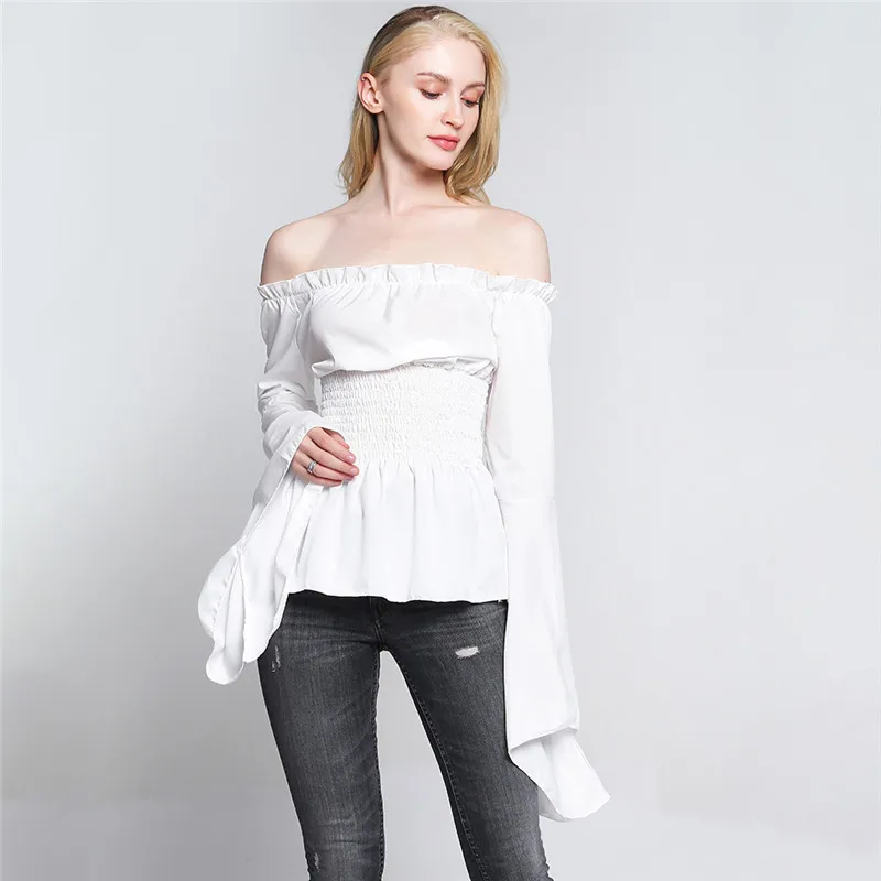 

Women Girls Gothic Renaissance Victorian Chemise Shirt Medieval Retro Peasant Wench Off Shoulder Blouse Resist Top Costume