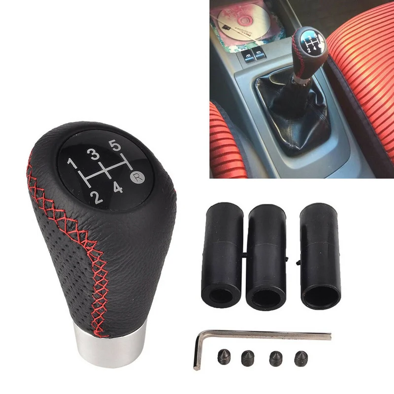 5 Speed Black & Red Line PU Leather Aluminum Manual Car Gear Shift Knob Shifter Lever Handle Stick Universal with 3 Caps
5 Speed Black & Red Line PU Leather Aluminum Manual Car Gear Shift Knob Shifter Lever Handle Stick Universal with 3 Caps