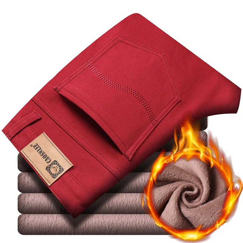 Classic Style Men's Wine Red Winter Jeans Fashion Business Casual Slim Fit Straight Fleece Warm Denim Pants Male Brand
Classic Style Men's Wine Red Winter Jeans Fashion Business Casual Slim Fit Straight Fleece Warm Denim Pants Male Brand