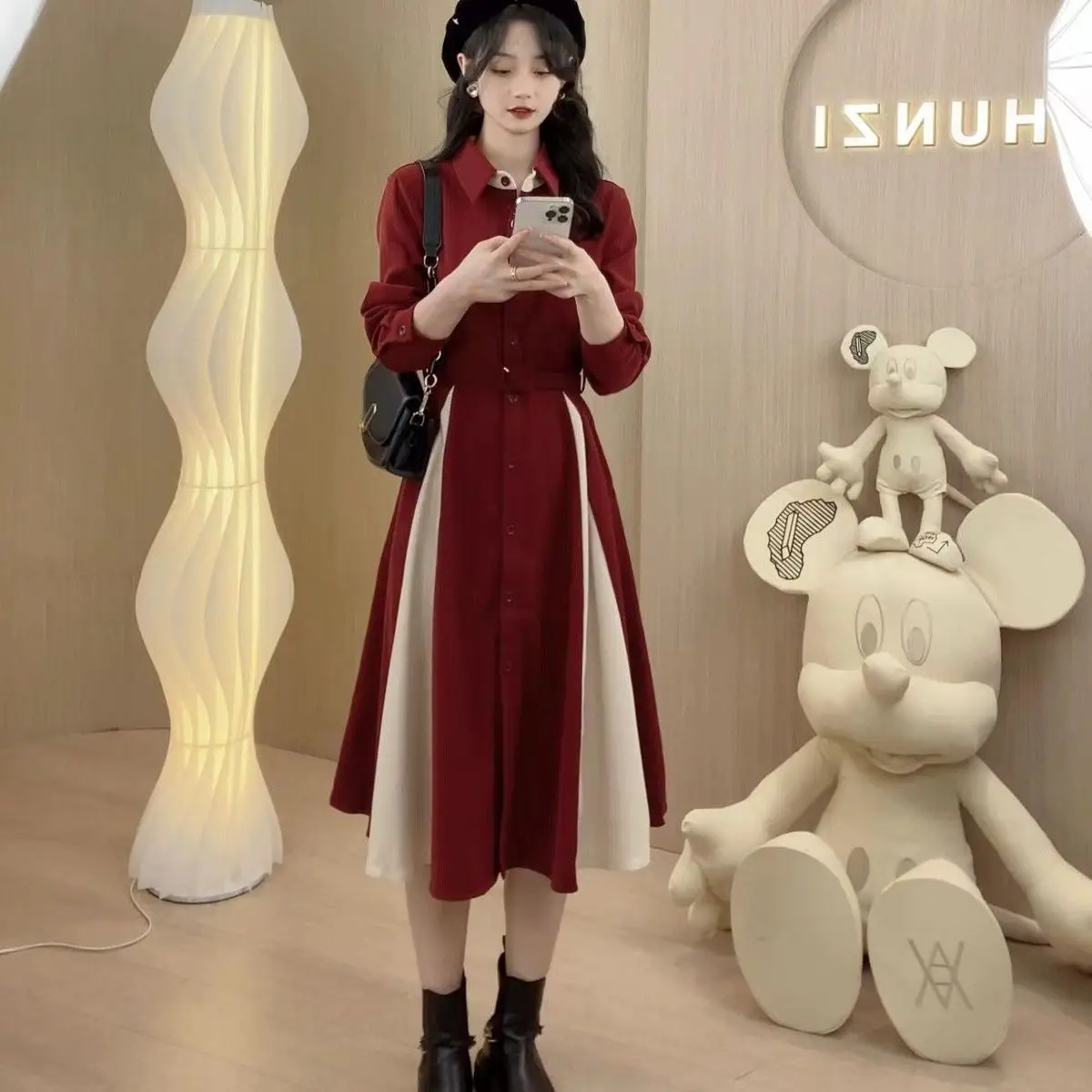 Retro Dress Women's Spring Autumn New Style Spliced midi Length Skirt With Long Sleeves Elegant Formal Dresses Clothes 2023
Retro Dress Women's Spring Autumn New Style Spliced midi Length Skirt With Long Sleeves Elegant Formal Dresses Clothes 2023