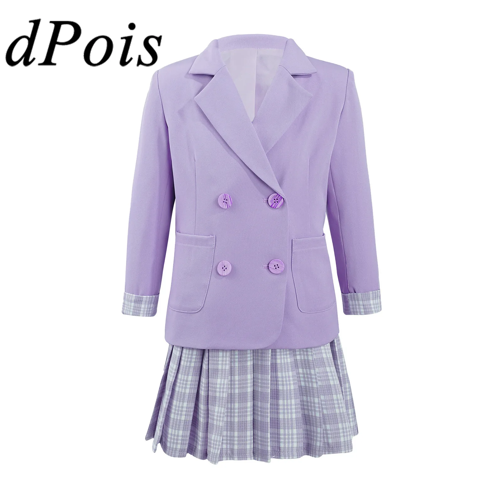 2Pcs Kids Girls Student Suit School Uniforms Double-Breasted Blazer + Plaid Pleated Skirt Chidlren Schoolgirls Costume
2Pcs Kids Girls Student Suit School Uniforms Double-Breasted Blazer + Plaid Pleated Skirt Chidlren Schoolgirls Costume