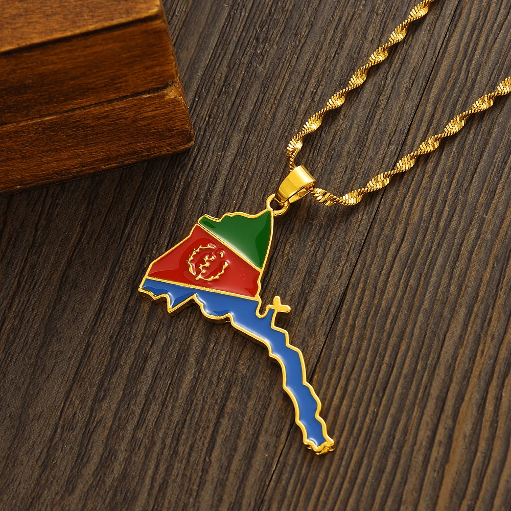 

Eritrea 5 Styles Map Flag Pendant Thin Necklaces for Women Girls Gold Color Jewelry African Map of Eritrean