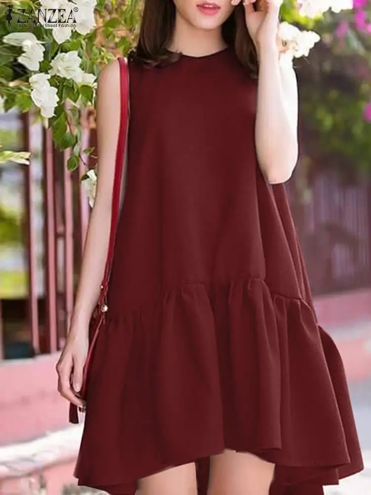 2023 ZANZEA Women Casual Solid Holiday Beach Sundress Fashion Summer Sleeveless Ruffles Hem Dress Party Knee-length Vestidos
2023 ZANZEA Women Casual Solid Holiday Beach Sundress Fashion Summer Sleeveless Ruffles Hem Dress Party Knee-length Vestidos