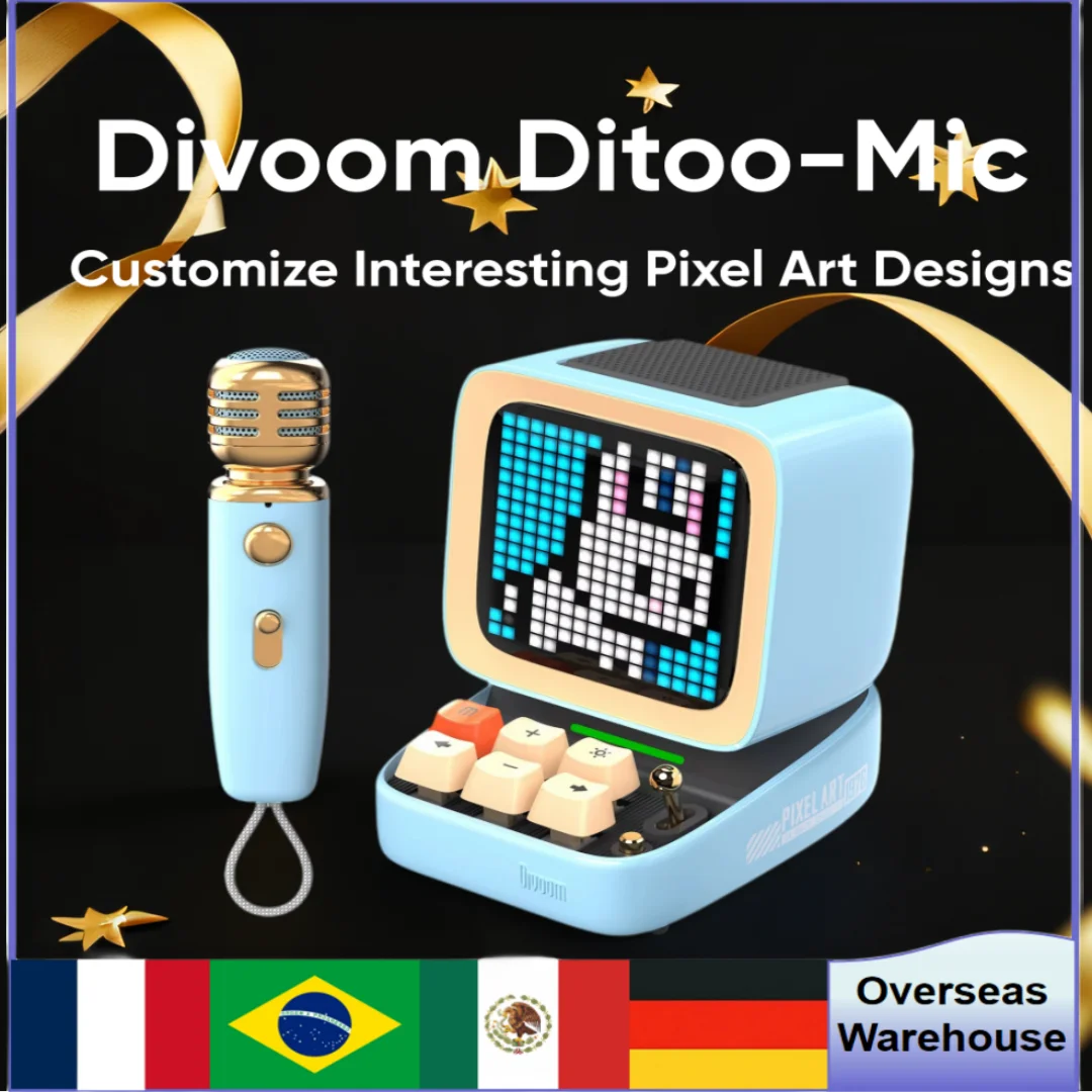 Bluetooth-динамик Divoom Ditoo-mic с микрофоном для караоке декор рабочего стола различными