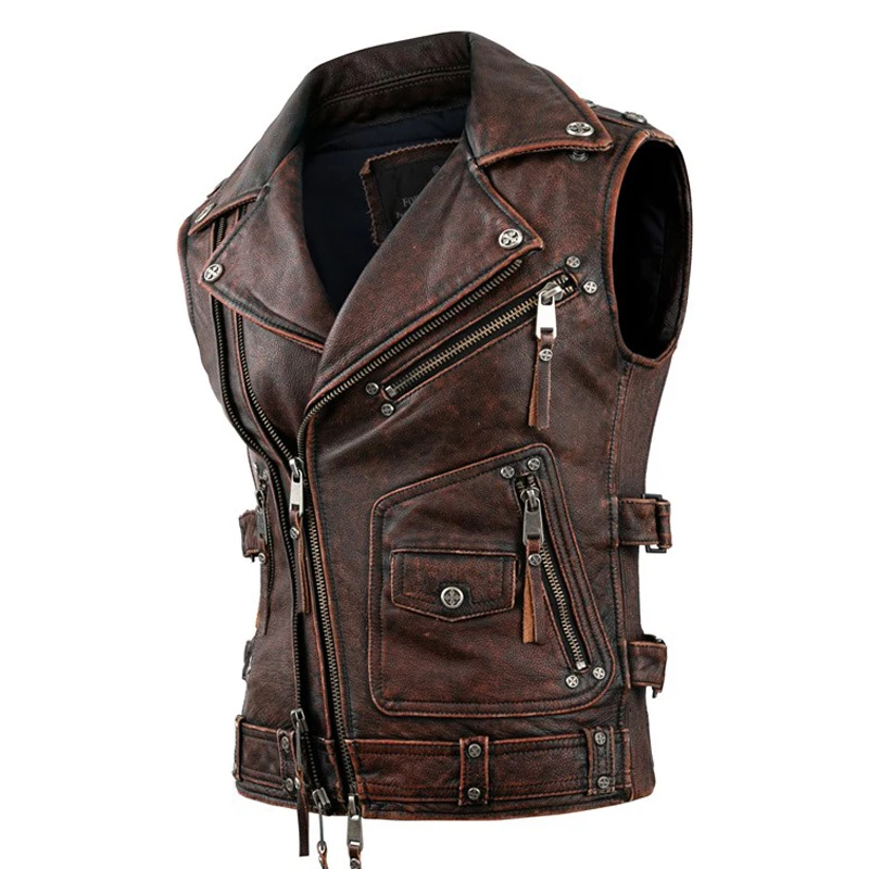Vintage Brown Motorcycle Vests Men Natural Cowhide Genuine Leather Jacket Sleeveless Men's Riding Vest Motor Biker Jackets
Vintage Brown Motorcycle Vests Men Natural Cowhide Genuine Leather Jacket Sleeveless Men's Riding Vest Motor Biker Jackets