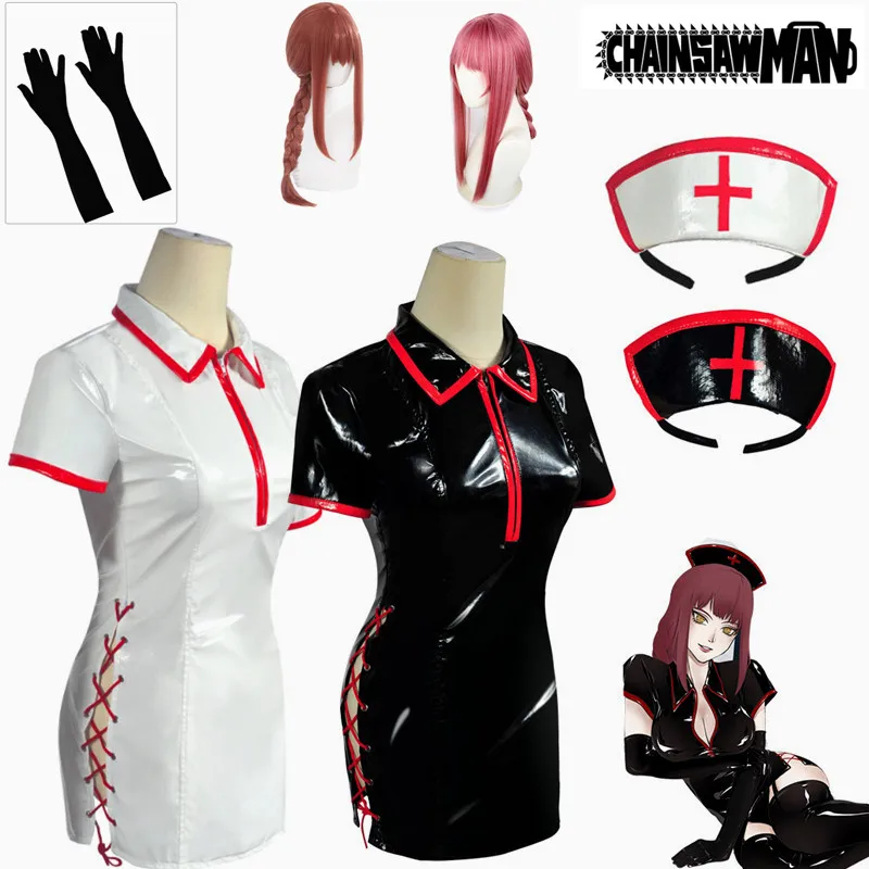 MAKIMA Cosplay Costume Makima Nurse Uniform Dress Anime Chainsaw Man Cos Suit Artificial PU Leather Dresses Socks Nurse Cap
MAKIMA Cosplay Costume Makima Nurse Uniform Dress Anime Chainsaw Man Cos Suit Artificial PU Leather Dresses Socks Nurse Cap