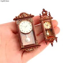 1pc 1:12 Dollhouse Miniature Wall Clock Play Doll House Miniaturas Home Decor Accessories Toy Pretend Play Furniture Toy