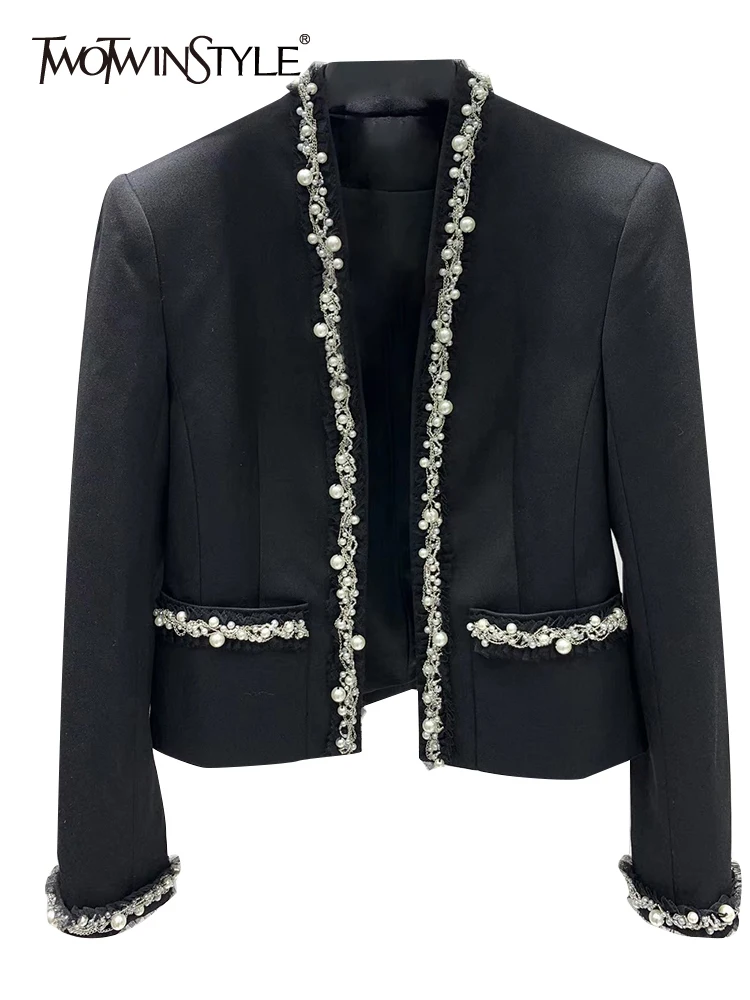 Женская куртка TWOTWINSTYLE, повседневная однотонная куртка с v-образным вырезом и длинным рукавом, украшенная стразами и жемчугом, модная осення...
Женская куртка TWOTWINSTYLE, повседневная однотонная куртка с v-образным вырезом и длинным рукавом, украшенная стразами и жемчугом, модная осення...