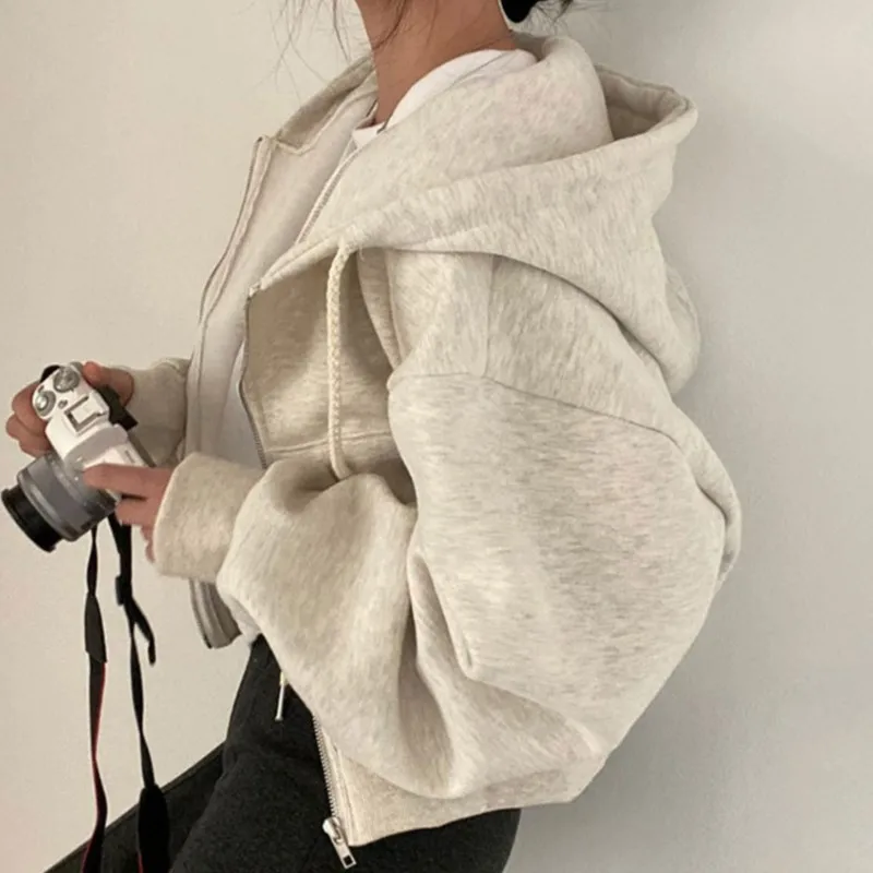 C.New S Harajuku Zip Up Hoodie Women Short Coats Autumn Winter Solid Color Korean Style Drawstring Hooded Pockets Sweatshirts
C.New S Harajuku Zip Up Hoodie Women Short Coats Autumn Winter Solid Color Korean Style Drawstring Hooded Pockets Sweatshirts