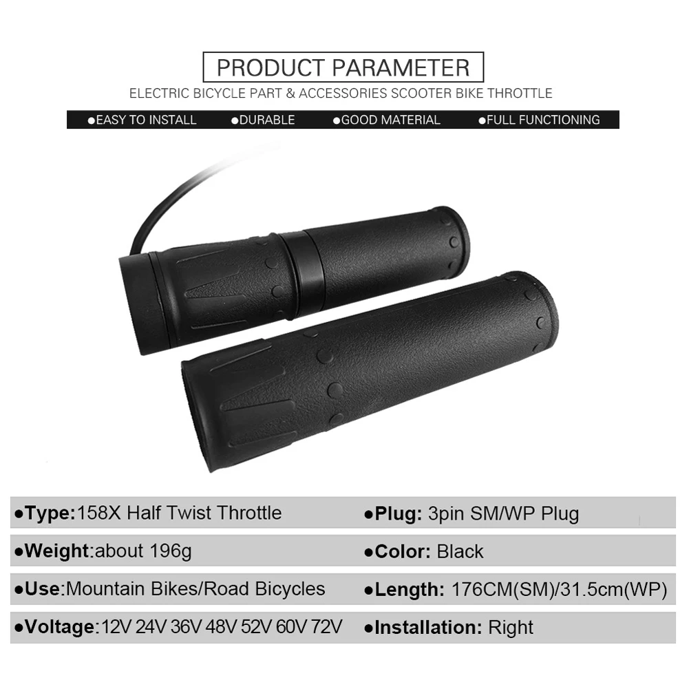 Replace Half Twisting Throttle 158X Half Twists 1pc Speed Throttle Waterproof 1 Piece 12V 24V 36V 48V 72V Practical
Replace Half Twisting Throttle 158X Half Twists 1pc Speed Throttle Waterproof 1 Piece 12V 24V 36V 48V 72V Practical