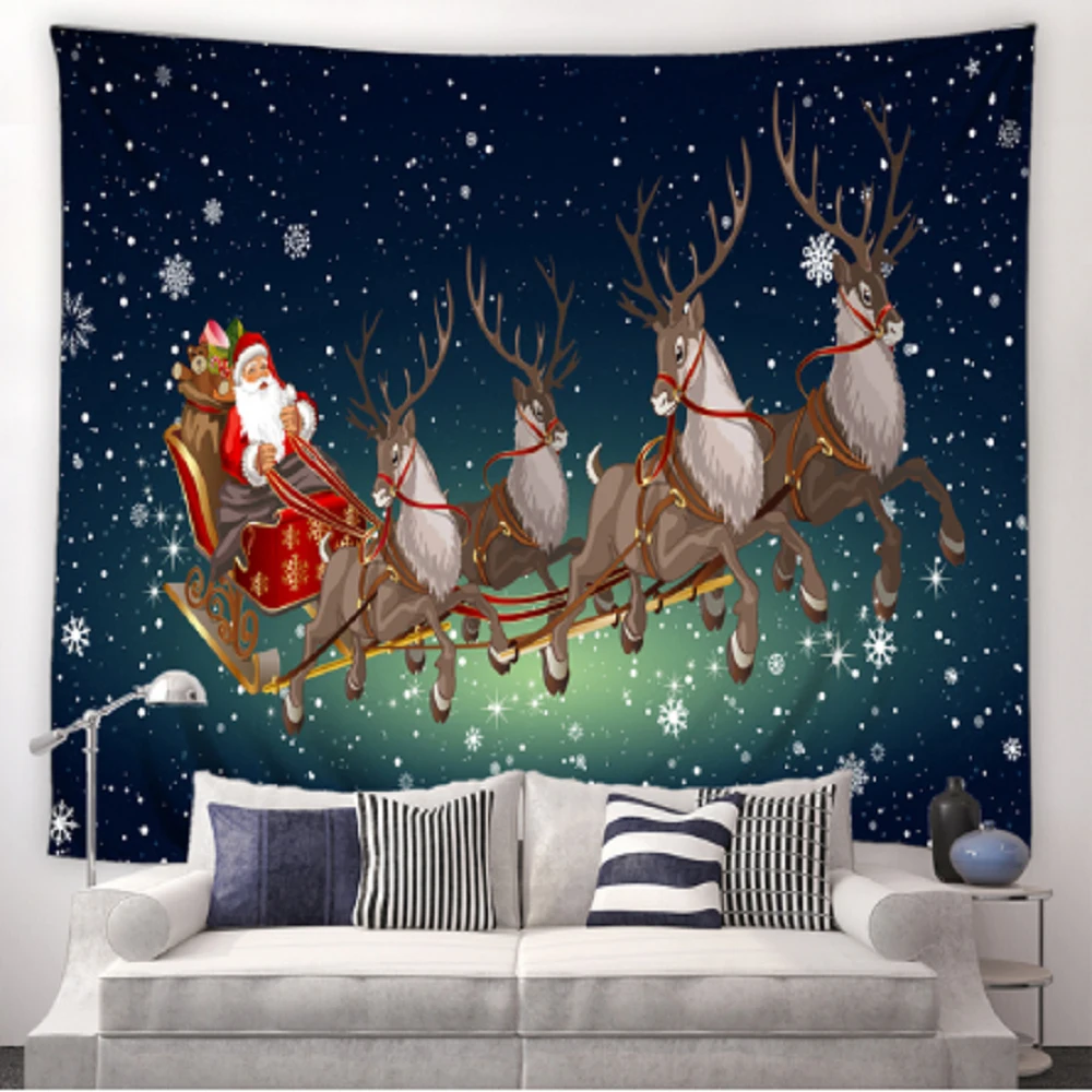 

Cartoon Santa Claus Tree Christmas Tapestry Elk Snowman Gift Snowflake Balloon Xmas Tapestries Bedroom Living Room Wall Hanging