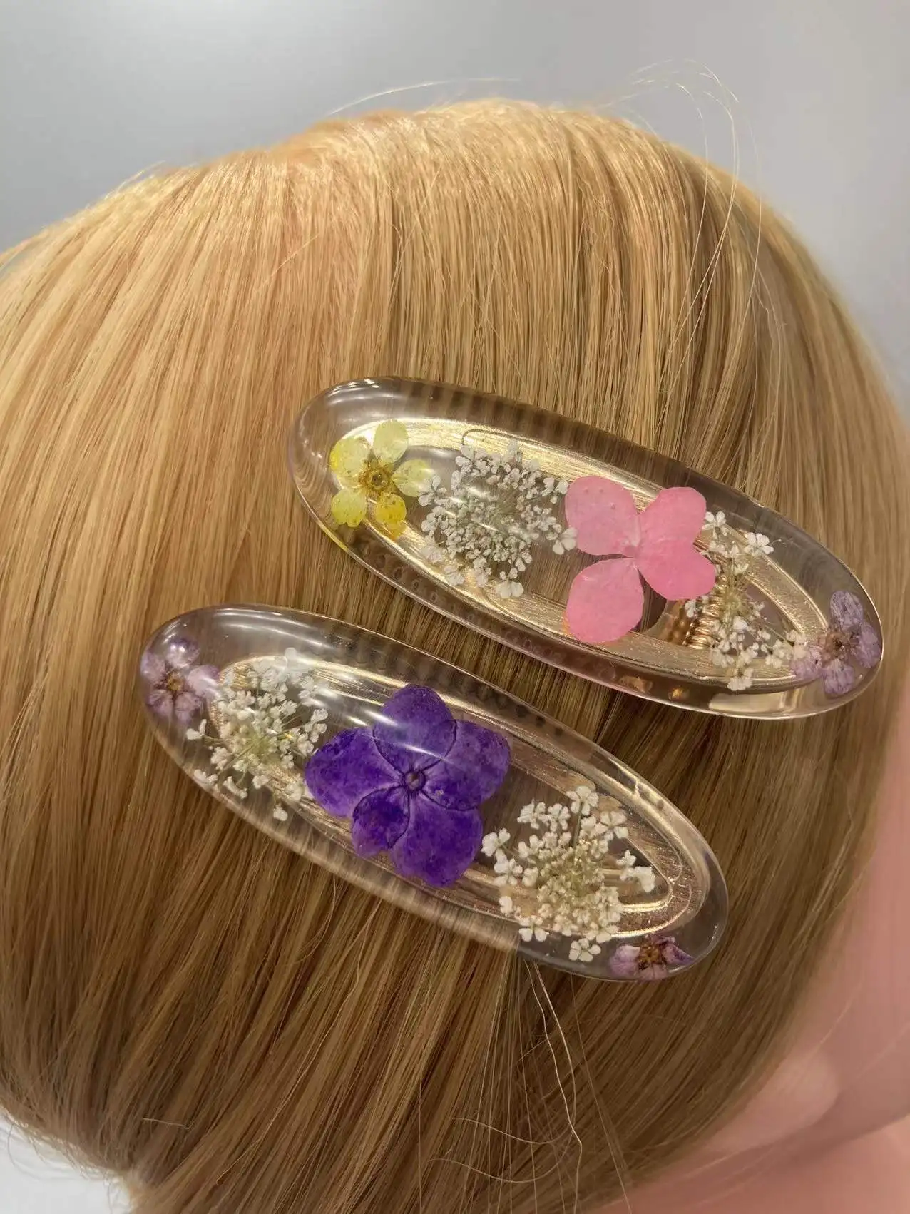 2022 Handmade Dried Flower Hair Clip Sunflower Hair Grips Oval Shape Pink And Purple Resin Hair Claw Clip Accessories For Girls
2022 Handmade Dried Flower Hair Clip Sunflower Hair Grips Oval Shape Pink And Purple Resin Hair Claw Clip Accessories For Girls