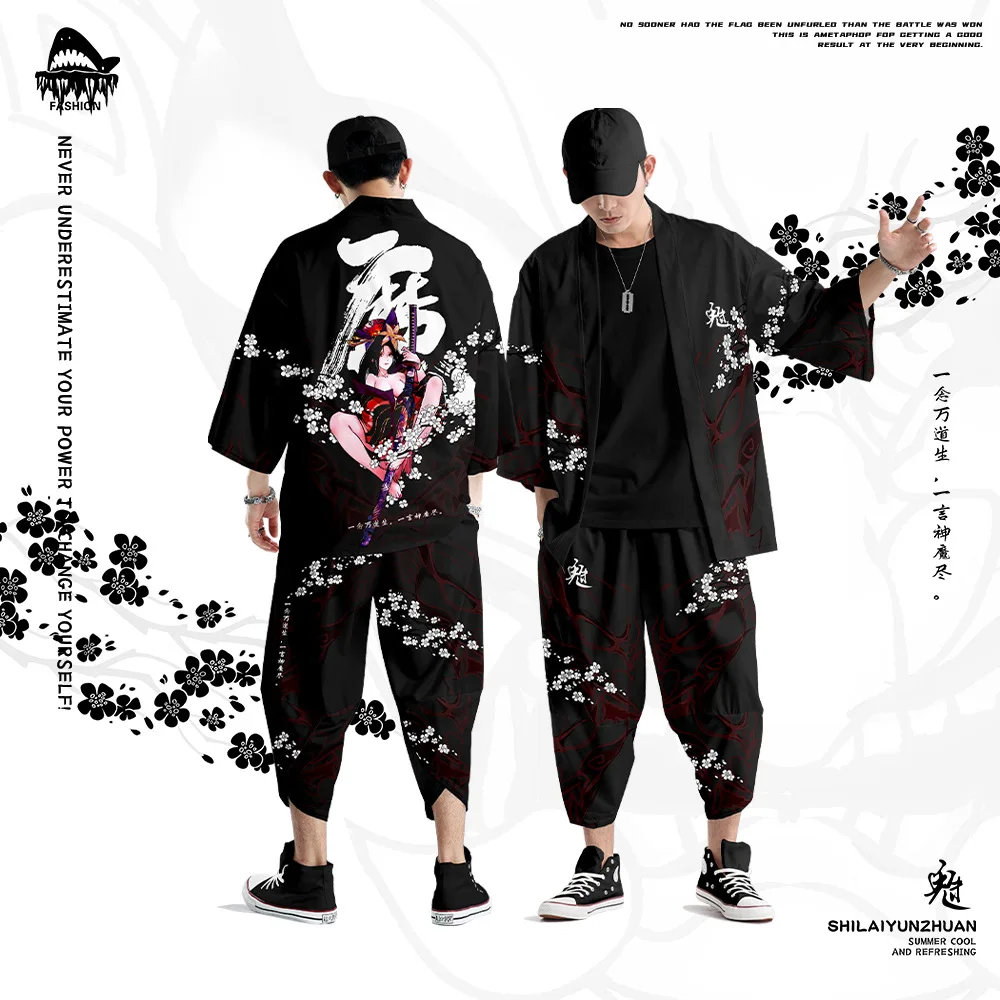 Fashion Japanese Kimono Suit Plus Size 4XL 5XL 6XL Samurai Harajuku Cardigan Cosplay Yukata For Men Cartoon Succubus Tops Pants
Fashion Japanese Kimono Suit Plus Size 4XL 5XL 6XL Samurai Harajuku Cardigan Cosplay Yukata For Men Cartoon Succubus Tops Pants