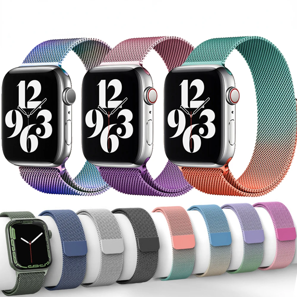 Ремешок градиентный для Apple Watch band 45/41/40/44/38/42 мм, Браслет «Миланская петля» из нержавеющей стали на магните для iWatch series 7 SE 6 5 4 3 2
Ремешок градиентный для Apple Watch band 45/41/40/44/38/42 мм, Браслет «Миланская петля» из нержавеющей стали на магните для iWatch series 7 SE 6 5 4 3 2